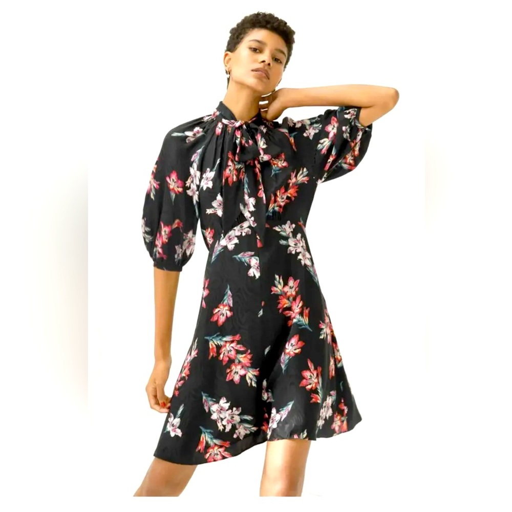 NWT Stunning $450 Rebecca Taylor Noha Silk Pussybow Dress Size 10